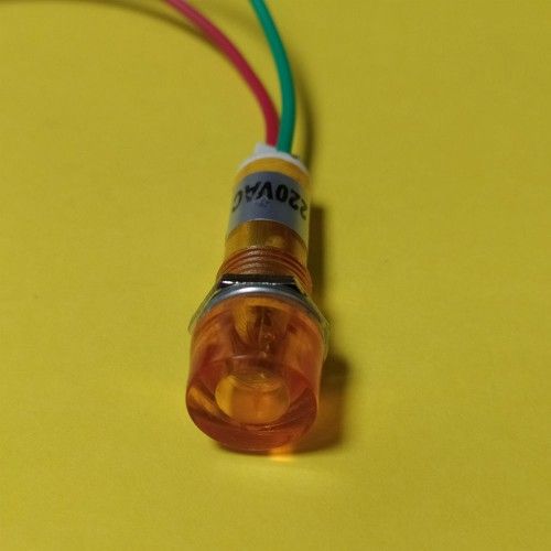 ЛАМПА ІНДИКАТОРНА, НЕОНОВА В КОРПУСІ, КОЛІР ЖОВТИЙ, 220В