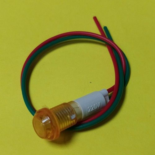 ЛАМПА ІНДИКАТОРНА, СВІТЛОДІОДНА В КОРПУСІ, КОЛІР ЖОВТИЙ, 220В