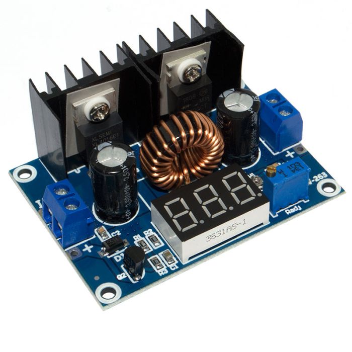 Модуль XL4016E1-LED знижувальний DC-DC перетворювач з вольтметром Uin 4-40V, Uout 1.25-36V, 8A, 180KHz