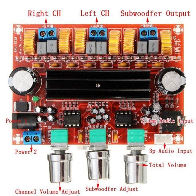 Модуль усилителя TPA3116D2 50Wx2+100W 2.1