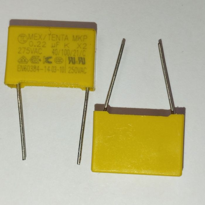 0,22мкф 275В (18*6*12) pitch:15 Class X2-MKP плівковий конденсатор