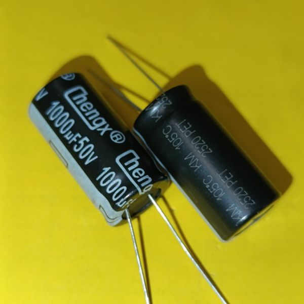 1000мкф 50в електролітичний конденсатор 105°C chengx KM 13*25мм