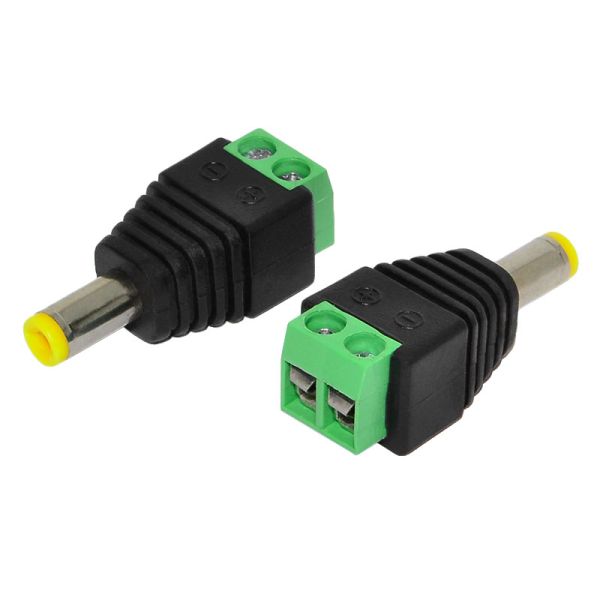 Штекер живлення DC, 5.5/2.1мм жовтий, з клемною колодкою під гвинт