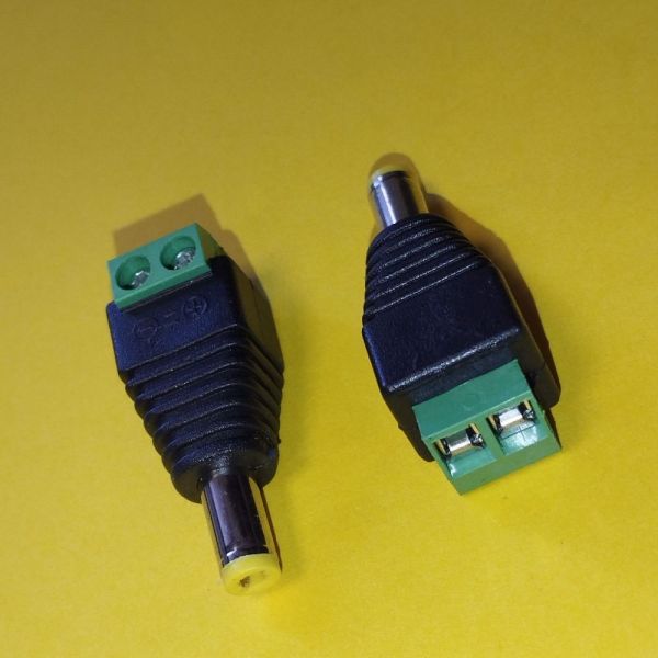 Штекер живлення 2,5/5,5мм жовтий, з клемною колодкою під гвинт