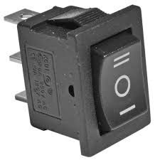 KCD1-103-1 (MRS-103), 3pin, 6A,250V; ON-OF-ON; корпус чорний; клавіша чорна, червона, зелена; перемикач Daier