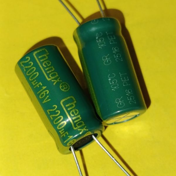 2200мкф 16в електролітичний конденсатор низький імпеданс 105°C chengx GR 10*20мм
