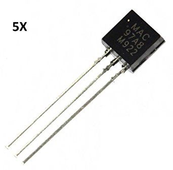 MAC97A8, симистор низьковольтний 0.6А 600В, корпус TO-92