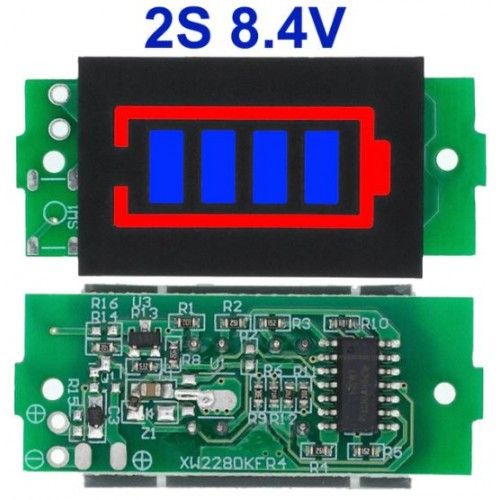 Индикатор уровня заряда батареи 2S 18650 Li-ion 8,4В синий