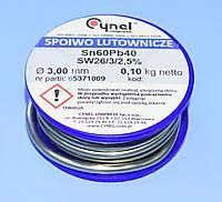 Припій CYNEL (Польща) Solder wire S-Sn60Pb40, flux SW26/3/2,5%  Ø3мм 0,1 кг