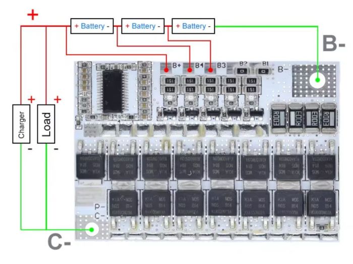 Контролер заряду/розряду, плата захисту BMS 3S 100А 12В Li-Ion акумулятора з функцією балансування