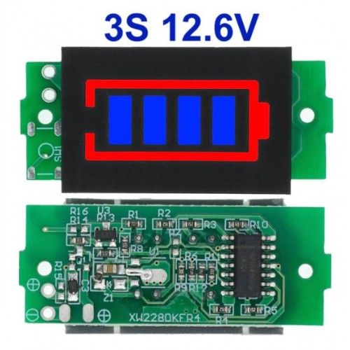 Індикатор рівня заряду батареї 3S 18650 Li-ion 12,6В синій