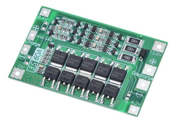 BMS контролер заряду/розряду, плата захисту 3S60А 18650 12.6В LI-ION з функцією балансування