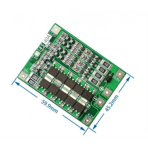 КОНТРОЛЕР ЗАРЯДУ/РАЗРЯДУ ДЛЯ 4-Х ЛІТІЄВИХ АКУМУЛЯТОРІВ, ПЛАТА ЗАХИСТУ 4S40A З БАЛАНСИРОВКОЮ
