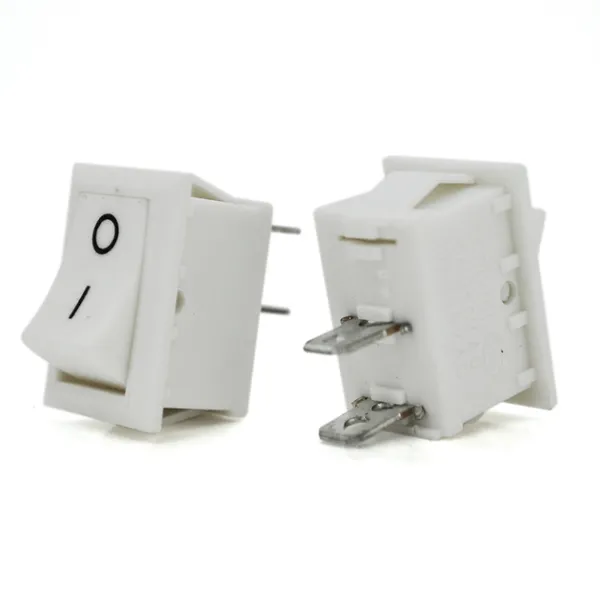 KCD1-101-1, 2pin, 6A,250V, ON-ON, корпус білий, клавіша біла,перемикач Daier