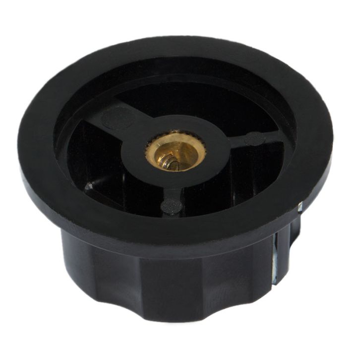 Ручка MF-A05 для потенціометра карболітова чорна із сріблястим верхом діаметр 45 мм