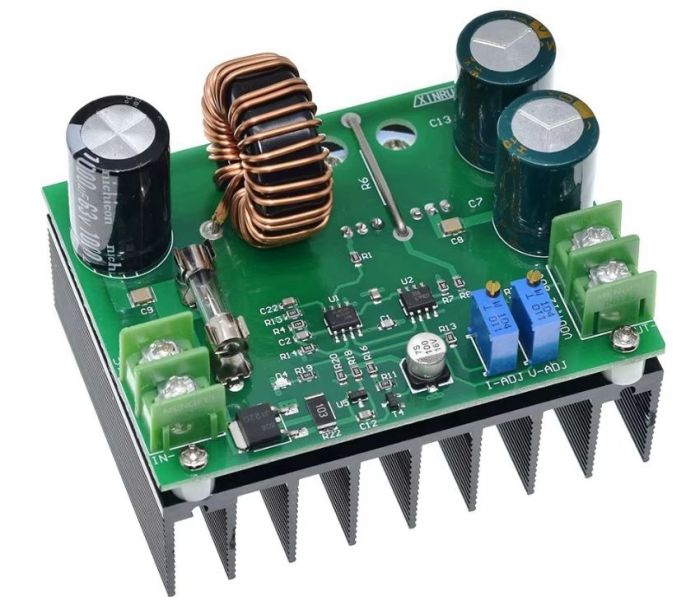 Підвищуючий перетворювач з регулюванням струму і напруги Uin-9v-60V Uout-12v-80V, Iout-15 А max, 600 Вт