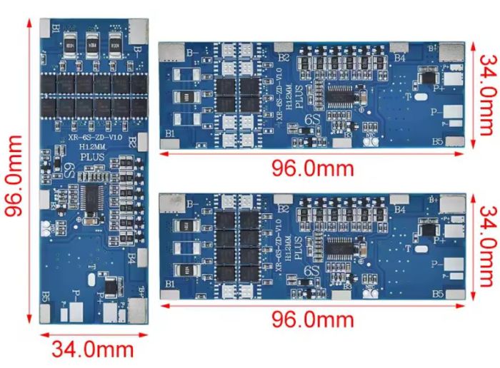 Контролер заряду-розряду PCM для 6-х 6S Li-Ion батарей 22,2В 20A XR-6S-ZD-20