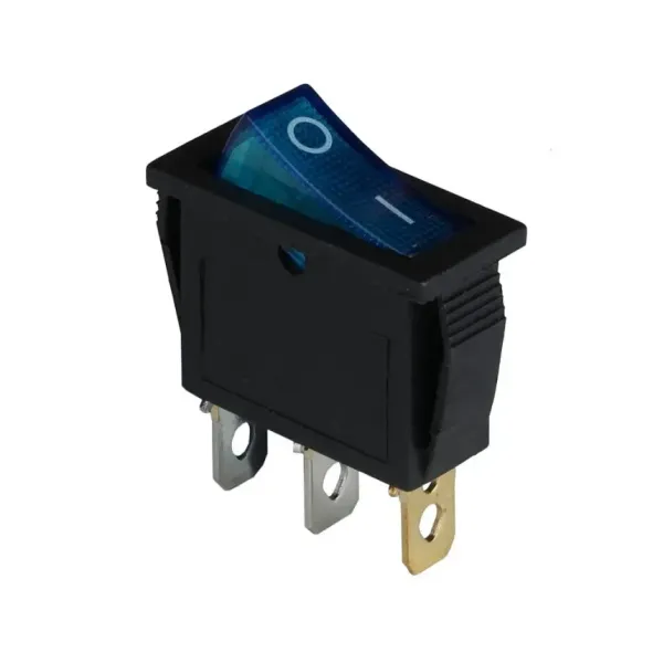 KCD3-101N(IRS-101-1) 3pin 12V ON-OFF черный корпус;клавиша cиняя,белая