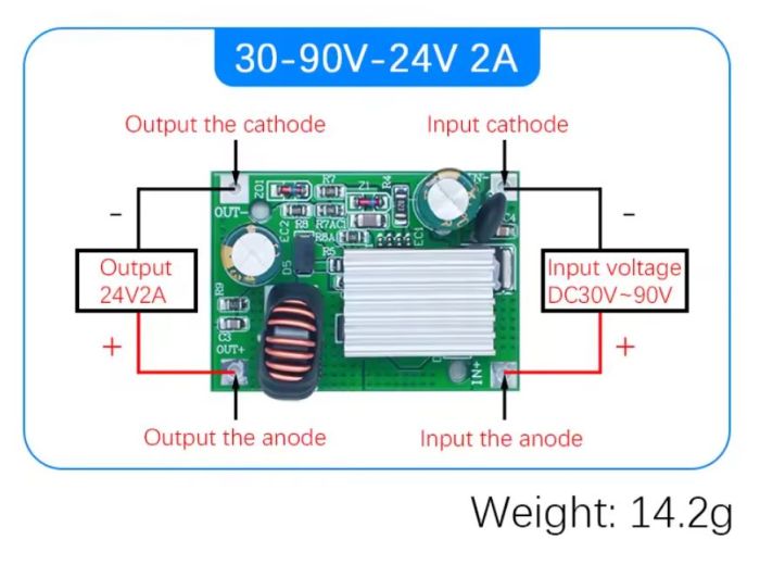 Знижувальний DC-DC перетворювач DC30-90V 24V 2A
