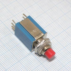 AN4 6pin 1A,250V, 2х2 ON-(ON), червона кнопка без фіксації