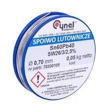 Припой CYNEL (Польша) Solder wire S-Sn60Pb40, flux SW26/3/2,5%  Ø0,7мм 0,05кг