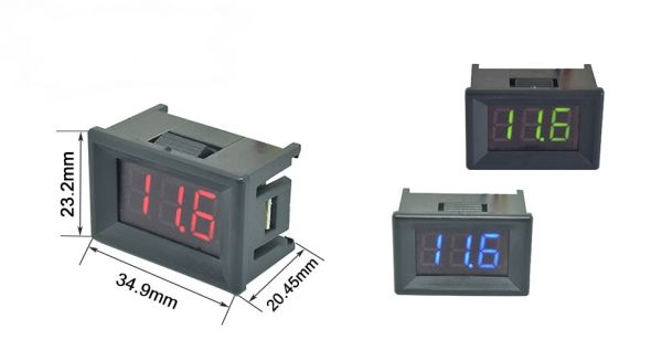 Вольтметр DSN-DVM-368K цифровий 0-30V вбудований (три дроти) червоний