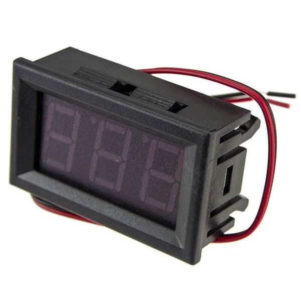 Вольтметр цифровий 4,5-30V вбудований (два дроти) ЧЕРВОНИЙ