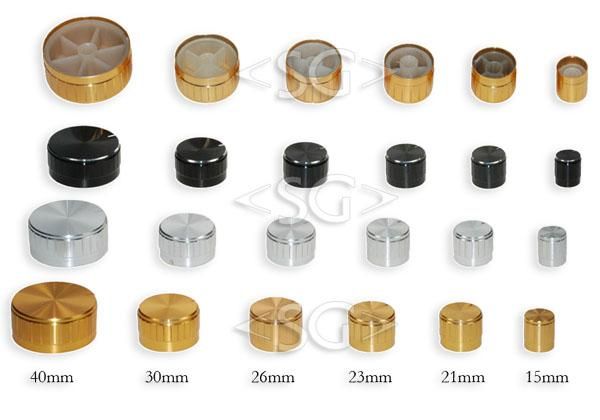 Ручка алюмінієва ребриста для резистора H=16мм D=15мм (жовта, чорна, срібляста)