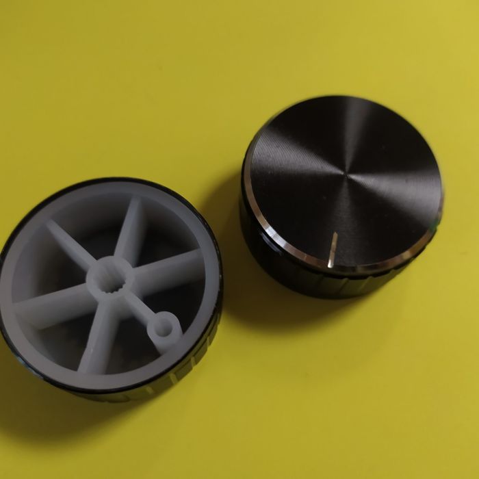 Ручка алюмінієва ребриста для резистора H=16мм D=40мм (жовта, чорна, срібляста)