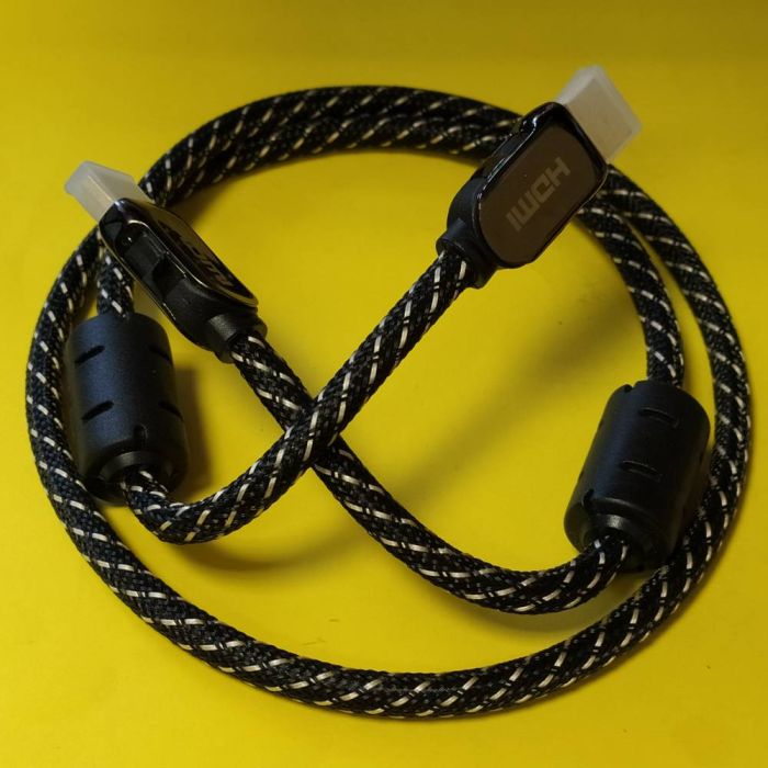 Шнур HDMI (штекер-штекер), v.2.0, "позолочений", діам.-7,3мм, сітка, в коробці, 1м