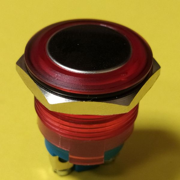 КНОПКА ВОЛОГОЗАХИСНА JT19A-R10J, 3А IP67 IK08, OFF-(ON), 2PIN, ЧЕРВОНА