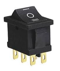 KCD1-203-1 (MRS-203),6pin,6A,250V,ON-OF-ON,корпус черный,клавиша черная, красная, переключатель Daier