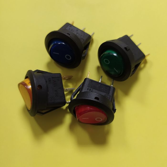 Переключатель клавишный KCD1-101N-8, 20А, 12В