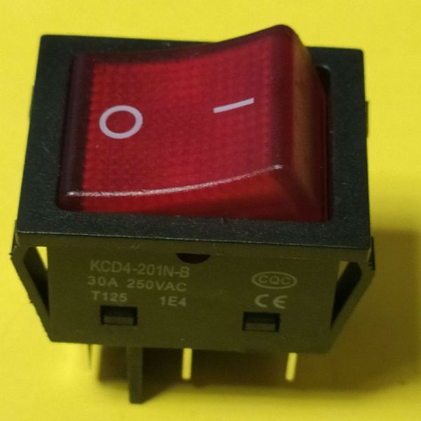 Клавішний перемикач KCD4-201N-B, червоний, 30A, 6pin