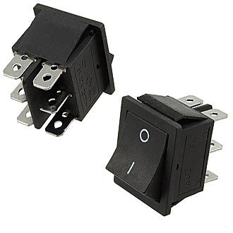KCD4-202(RS-202),(KCD2-202) 6pin, 15A,250V, ON-ON чорний корпус,чорна клавіша; перемикач Daier