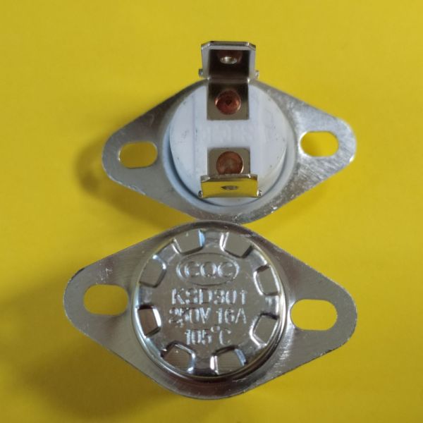 KSD301 16A 250В 105°C термостат (норм/замкн., вертикальний контакти, нерухомий фланець)