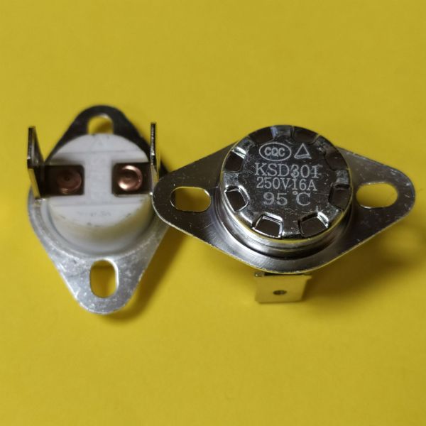 KSD301 16A 250В 95°C термостат(норм/замкн.,вертикал.контакти,нерухомий фланець)