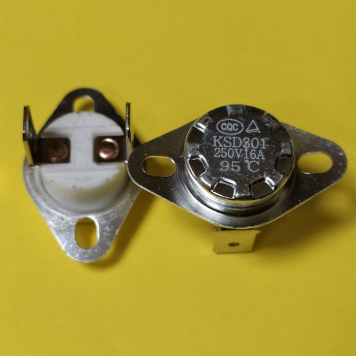 KSD301 16A 250В 95°C термостат(норм/замкн.,вертикал.контакти,нерухомий фланець)