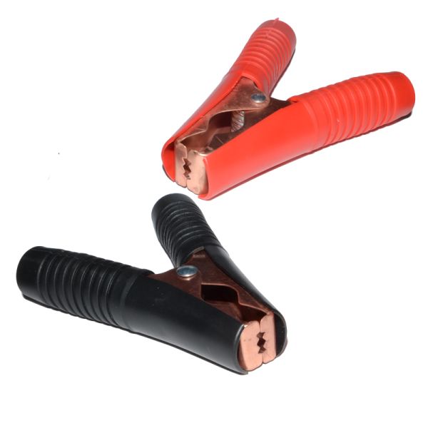 Затискач акумуляторний "крокодил" обміднений 100A, довжина 90мм, червоний