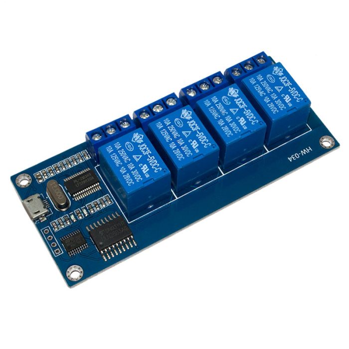 Модуль 4 реле з керуванням через USB/UART
