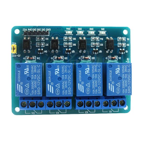 МОДУЛЬ 4 РЕЛЕ 12V З ОПТОРАВ'ЯЗКОМ ДЛЯ ARDUINO
