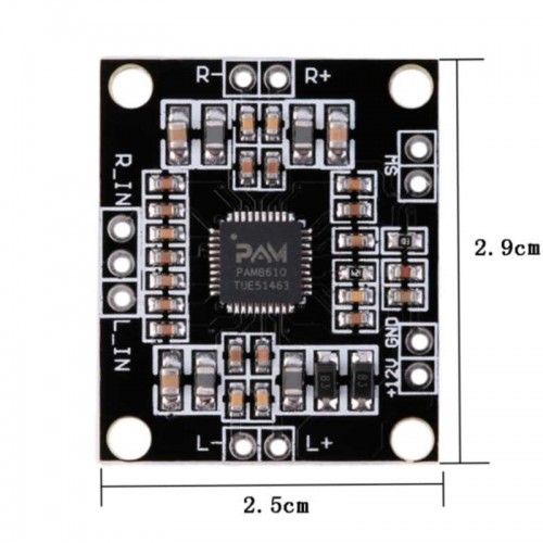 Стерео аудіо підсилювач на мікросхемі PAM8610 D-класу 2x15Ват 12вольт