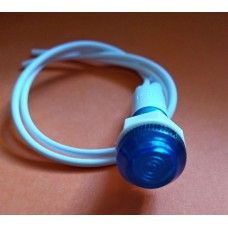 Неонова лампочка-індикатор, кругла 14мм, посадка М10 під гайку з проводами 240V, синя.