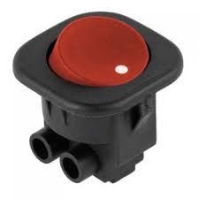 RS101-7C , 3pin , 6A,250V ; ON-OF; корпус черный ;клавиша красная;переключатель