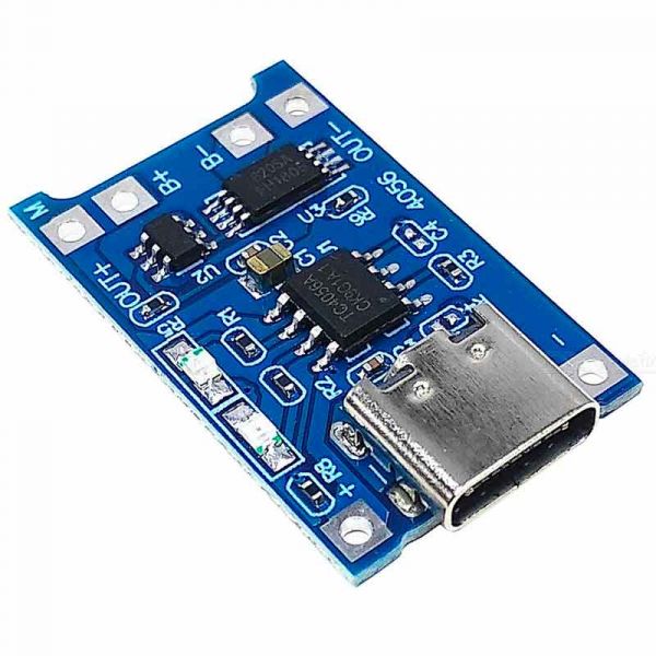 Контролер заряду для літієвих батарей 5В 1 А на мікросхемі TP4056 TYPE-C із функцією захисту акумулятора