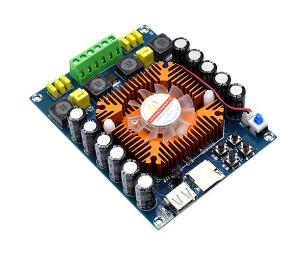 Плата усилителя звука TDA7498E, 160Wx2 стерео, поддержка U-диска, TF-карты, с дистанционным управлением