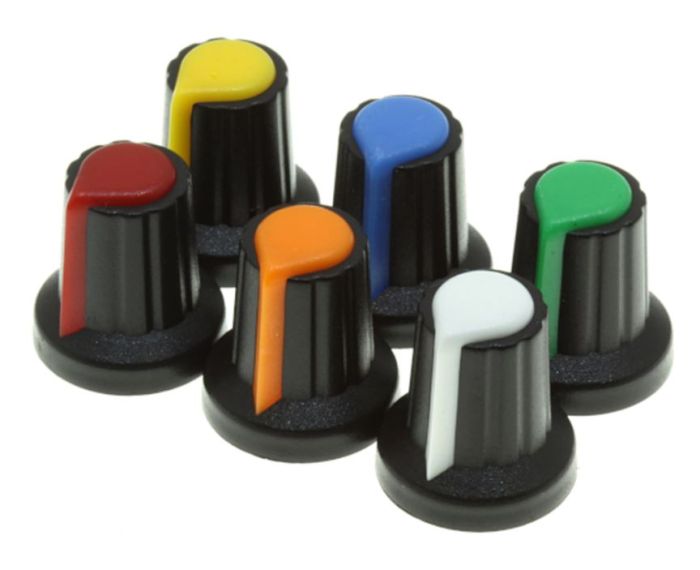 Ручка пластмасова AG-2 (6mm чорна коло жовте,оранж.,синє,зелене,червоне)