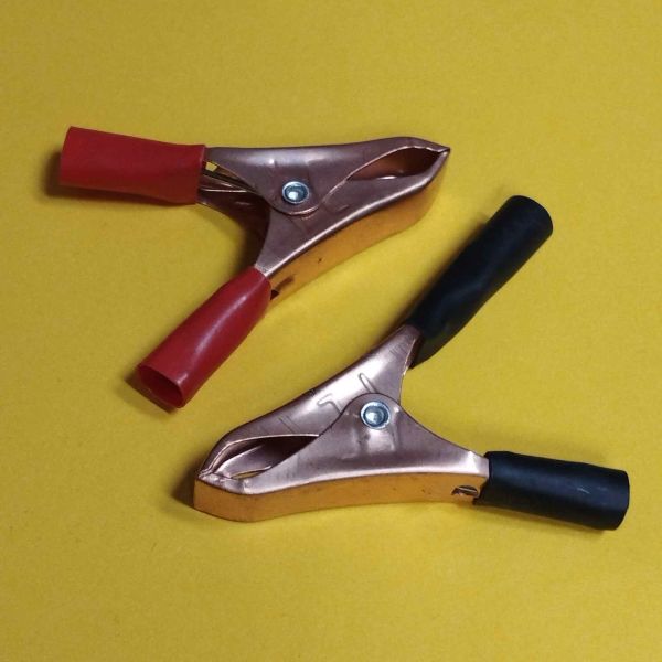 Затискач акумуляторний "крокодил" обміднений 10A, довжина 50мм, чорний