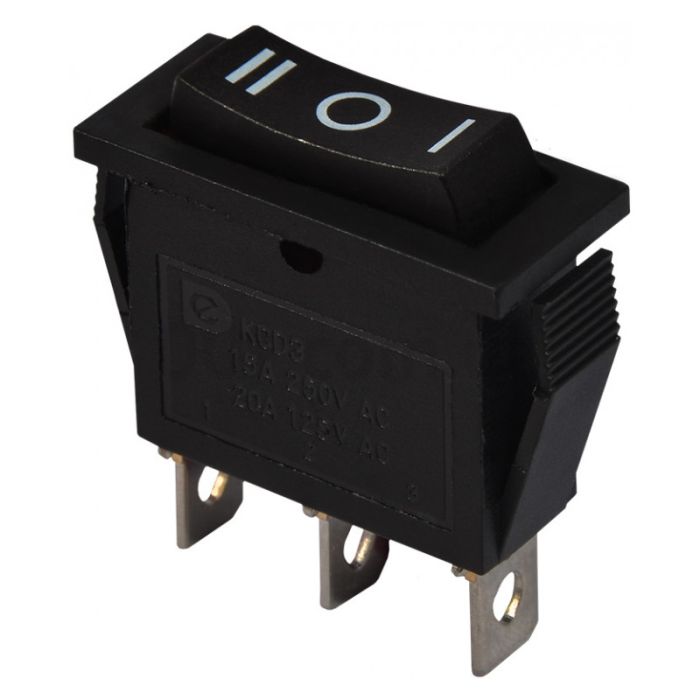 Перемикач KCD3-103 ON-OFF-ON, 3pin, 15A 250V, чорний корпус, клавіша чорна, червона, перемикач Daier