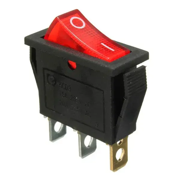 KCD3-101N(IRS-101-1) 3pin 15A,250V ON-OFF черный корпус;клавиша красная,зеленая,cиняя,желтая; переключатель Daier